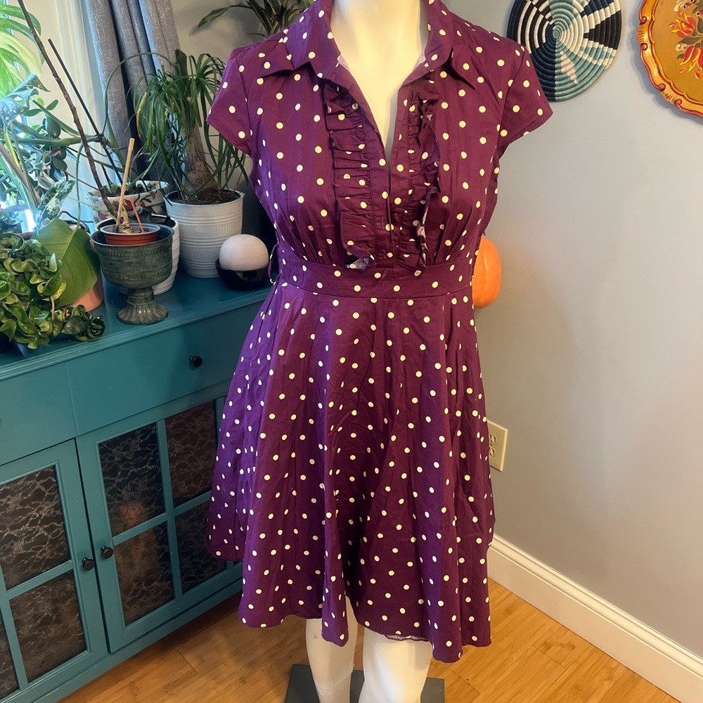 Bailey Blue Purple Dress with White Dots